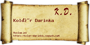 Kolár Darinka névjegykártya